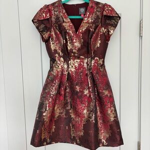 Elegant Plum and Gold Cocktail Dress